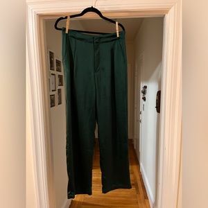 Green Satin Dress Pants